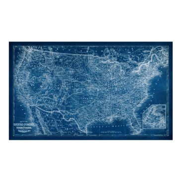 US Map Blueprint Poster US Map Blueprint Poster