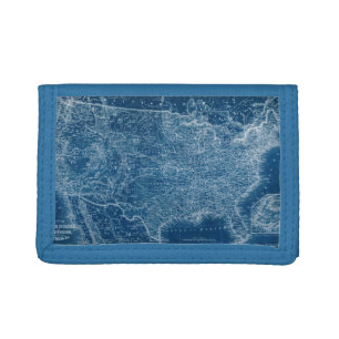 US Map Blueprint Trifold Wallet