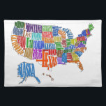 US MAP CLOTH PLACEMAT<br><div class="desc">This is a map of the United States. The name of each state is spelled out in such a way as to form that state's shape. Interesting twist to the common map. Great for kids and geography class.</div>