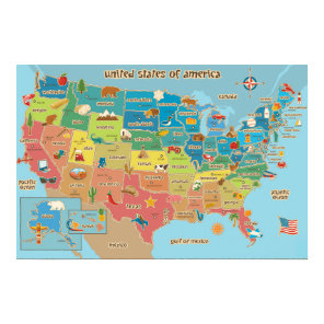 US Map for Kids Poster