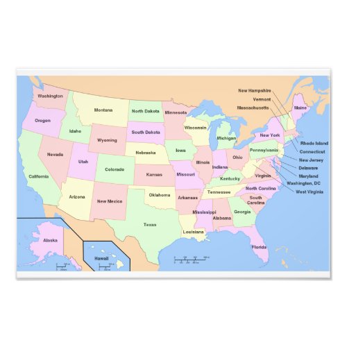 US Map Photo Print