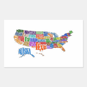 US MAP RECTANGULAR STICKER