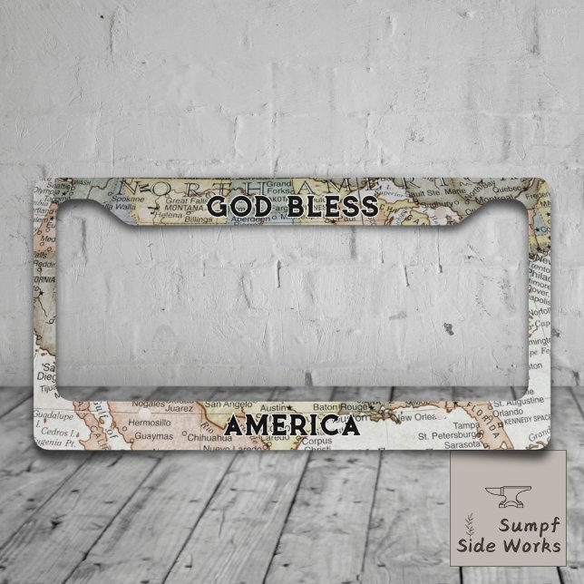 US Map with Black Font License Plate Frame (Creator Uploaded)