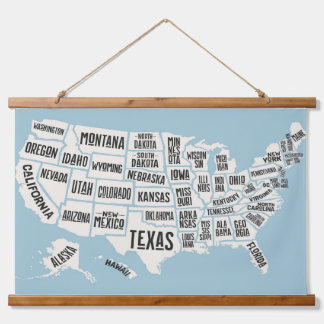 US Map With States Names Wall Hanging Tapestry
