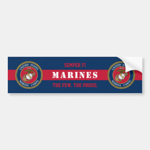 US Marine Corps - Blue Red Stripe Bumper Sticker
