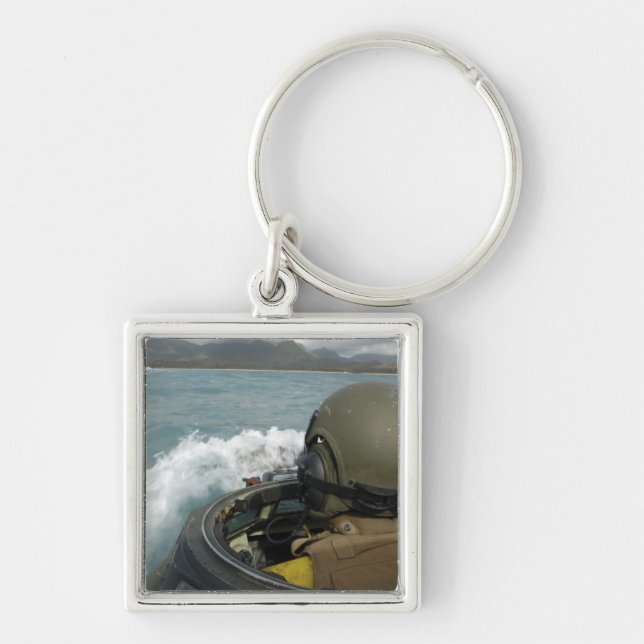 US Marine driving an amphibious assault vehicle Keychain (Front)