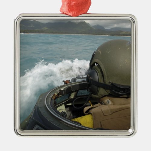 US Marine driving an amphibious assault vehicle Metal Ornament