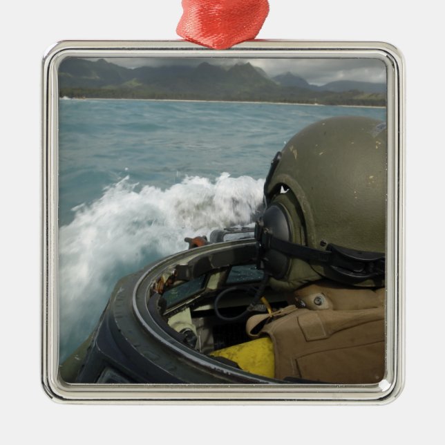 US Marine driving an amphibious assault vehicle Metal Ornament (Front)