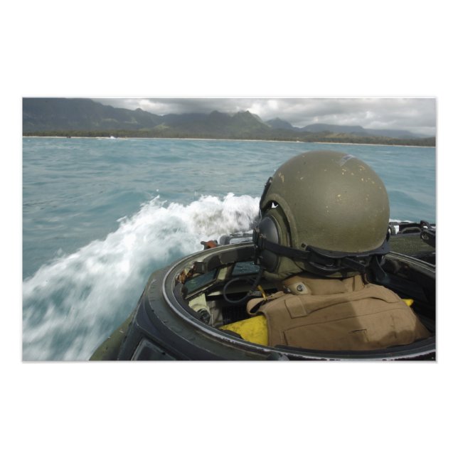 US Marine driving an amphibious assault vehicle Photo Print (Front)
