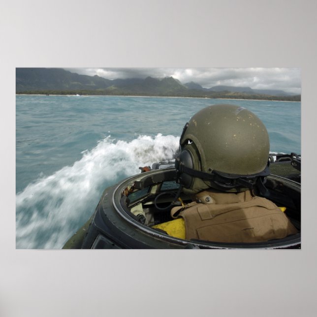 US Marine driving an amphibious assault vehicle Poster (Front)