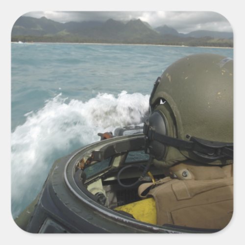 US Marine driving an amphibious assault vehicle Square Sticker
