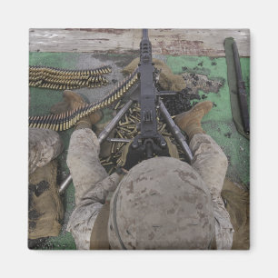 US Marine fires an M2 50-caliber machine gun Magnet