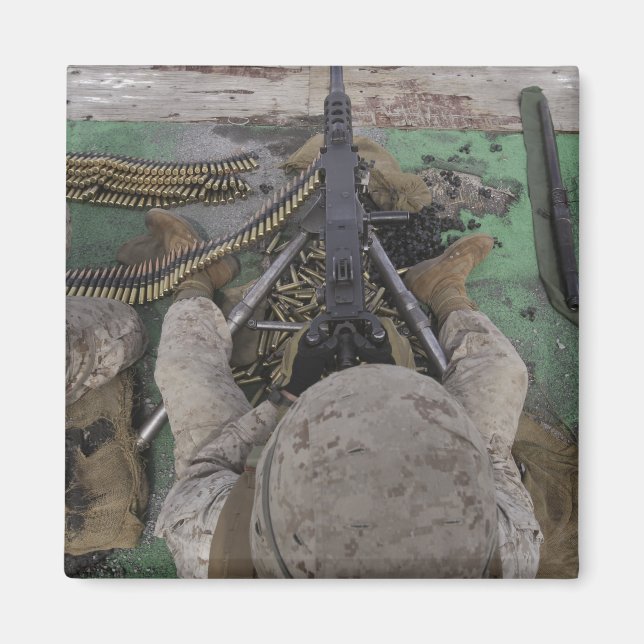 US Marine fires an M2 50-caliber machine gun Magnet (Front)