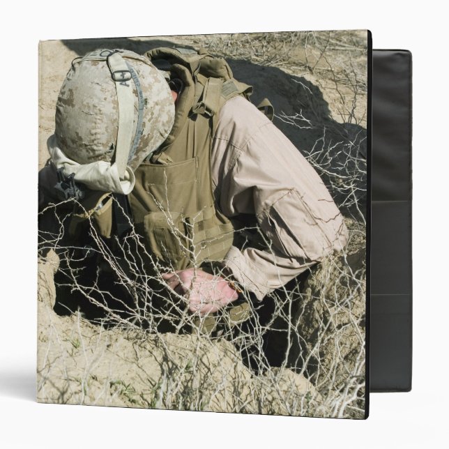 US Marine jumps down a hole 3 Ring Binder (Front/Inside)