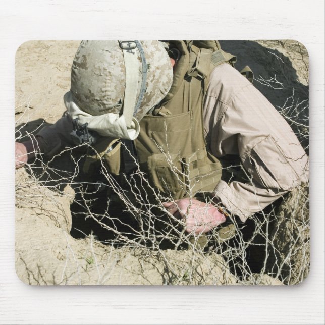 US Marine jumps down a hole Mouse Pad (Front)