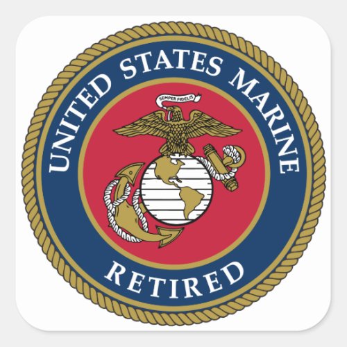 US Marine Retired Blue Square Sticker