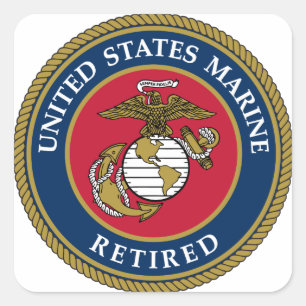 US Marine Retired Blue Square Sticker