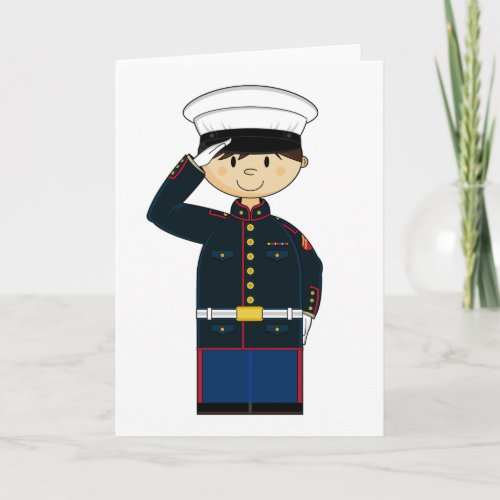 US Marine Saluting Card