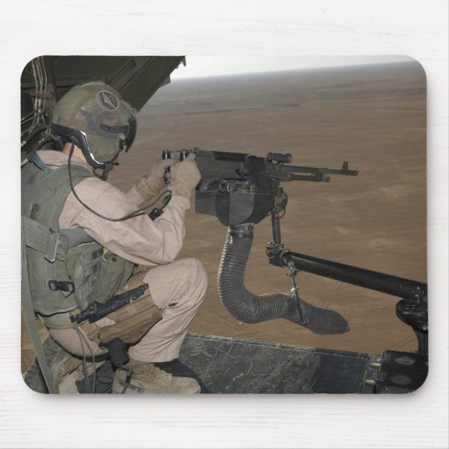US Marine test firing an M240 heavy machine gun Mouse Pad (Front)