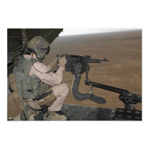 US Marine test firing an M240 heavy machine gun Photo Print