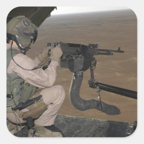 US Marine test firing an M240 heavy machine gun Square Sticker