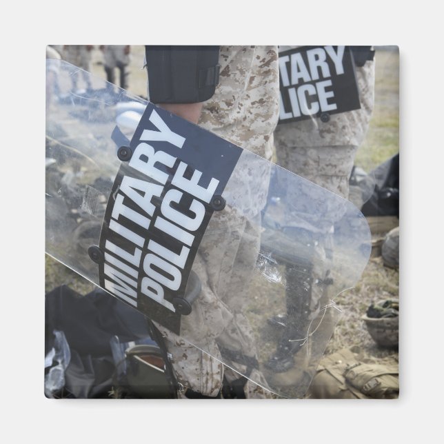 US Marines and Sailors don riot gear Magnet (Front)