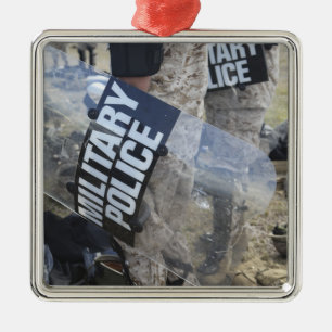 US Marines and Sailors don riot gear Metal Ornament