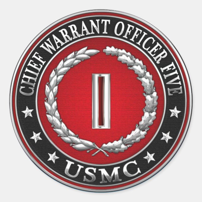 US Marines: Chief Warrant Five (USMC CWO-5) [3D] Classic Round Sticker (Front)