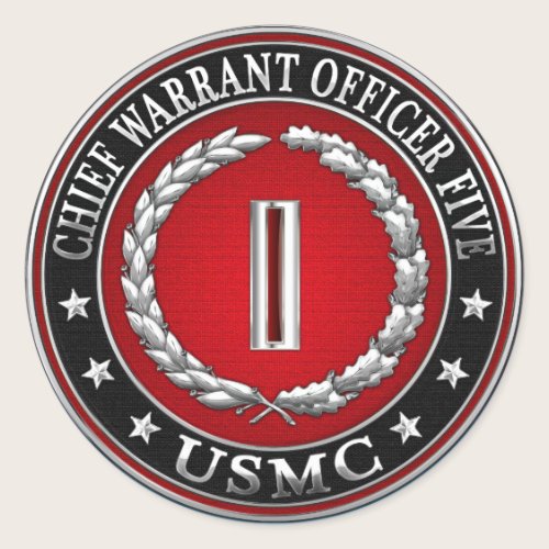 US Marines: Chief Warrant Five (USMC CWO-5) [3D] Classic Round Sticker