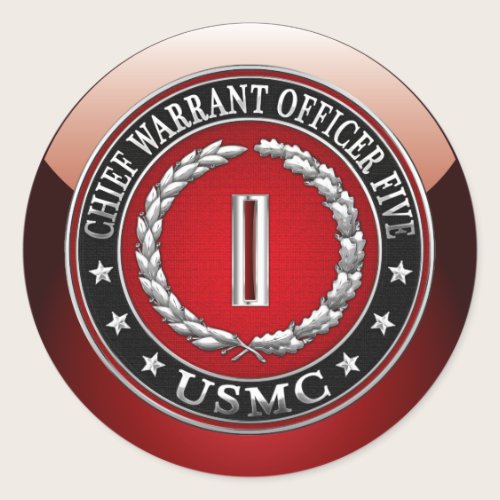 US Marines: Chief Warrant Five (USMC CWO-5) [3D] Classic Round Sticker