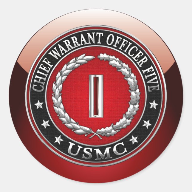 US Marines: Chief Warrant Five (USMC CWO-5) [3D] Classic Round Sticker (Front)