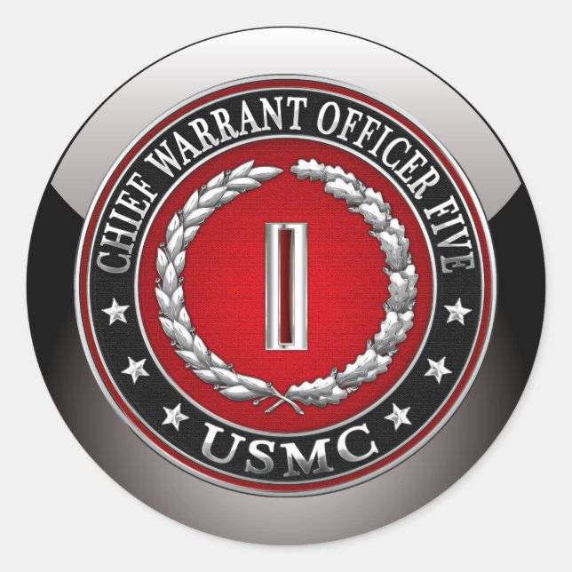 US Marines: Chief Warrant Five (USMC CWO-5) [3D] Classic Round Sticker (Front)