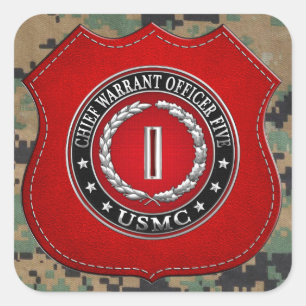 US Marines: Chief Warrant Five (USMC CWO-5) [3D] Square Sticker