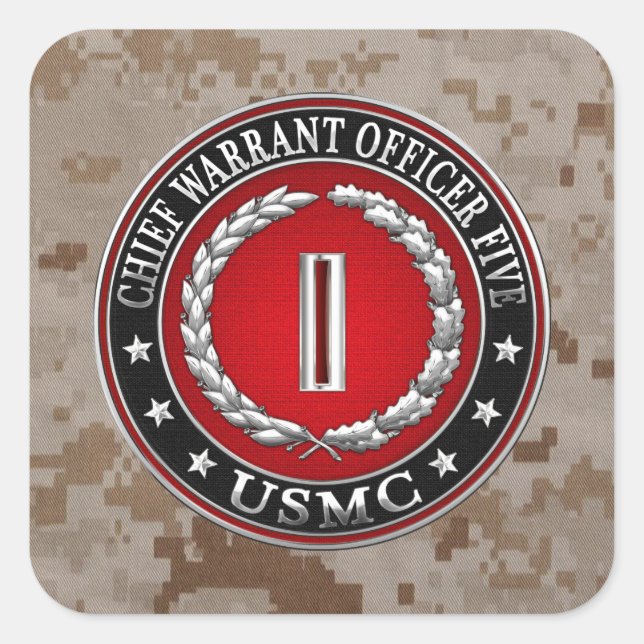 US Marines: Chief Warrant Five (USMC CWO-5) [3D] Square Sticker (Front)