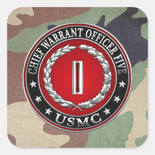 US Marines: Chief Warrant Five (USMC CWO-5) [3D] Square Sticker (Front)
