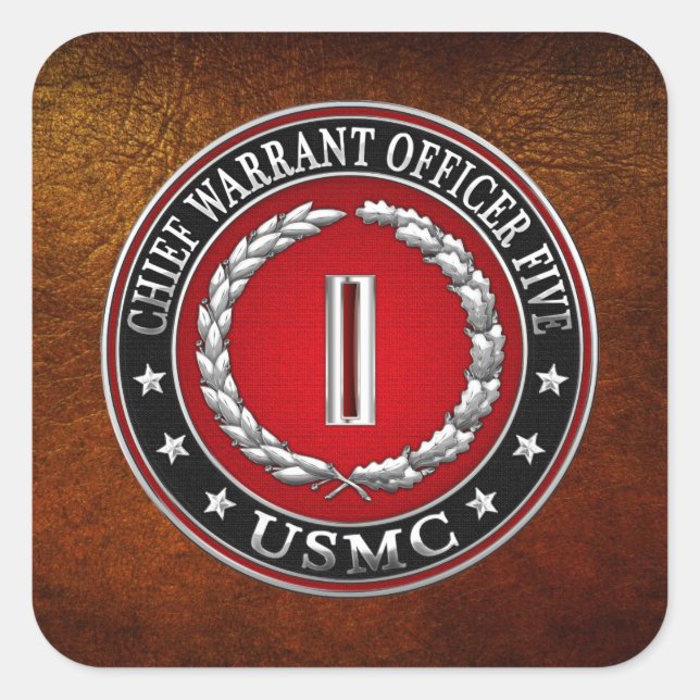 US Marines: Chief Warrant Five (USMC CWO-5) [3D] Square Sticker (Front)