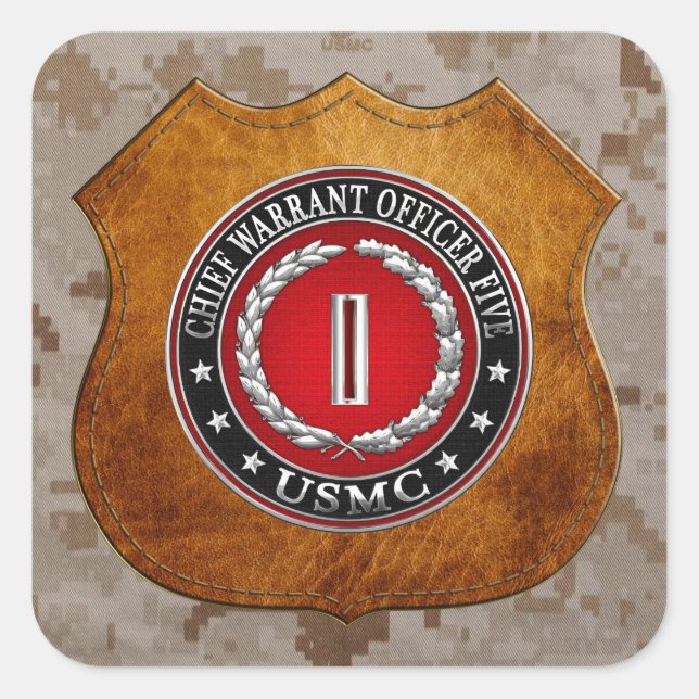 US Marines: Chief Warrant Five (USMC CWO-5) [3D] Square Sticker (Front)