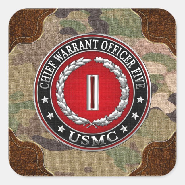 US Marines: Chief Warrant Five (USMC CWO-5) [3D] Square Sticker (Front)