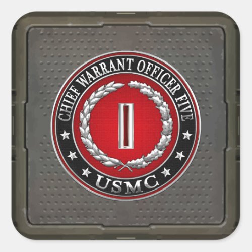 US Marines Chief Warrant Five USMC CWO_5 3D Square Sticker