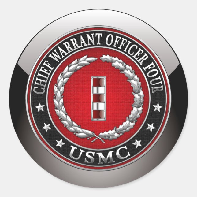 US Marines: Chief Warrant Four (USMC CWO-4) [3D] Classic Round Sticker (Front)