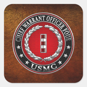 US Marines: Chief Warrant Four (USMC CWO-4) [3D] Square Sticker