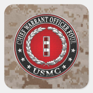 US Marines: Chief Warrant Four (USMC CWO-4) [3D] Square Sticker
