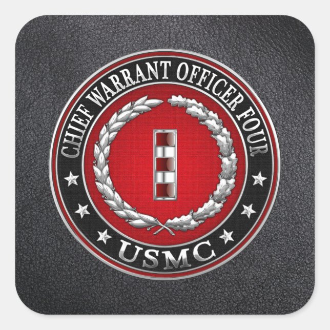 US Marines: Chief Warrant Four (USMC CWO-4) [3D] Square Sticker (Front)