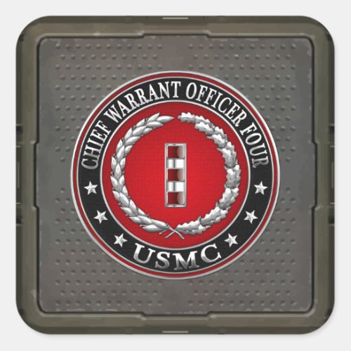 US Marines Chief Warrant Four USMC CWO_4 3D Square Sticker