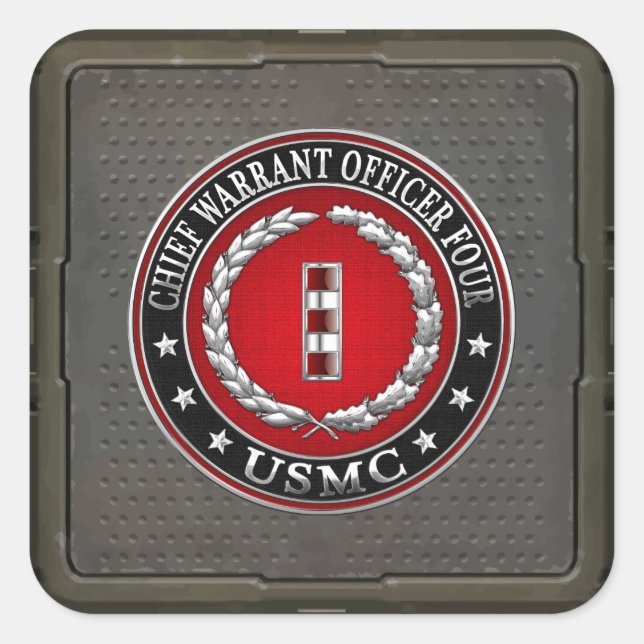 US Marines: Chief Warrant Four (USMC CWO-4) [3D] Square Sticker (Front)