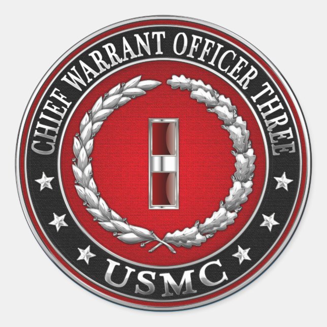 US Marines: Chief Warrant Three (USMC CWO-3) [3D] Classic Round Sticker (Front)