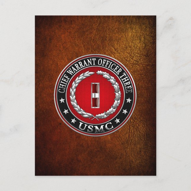 US Marines: Chief Warrant Three (USMC CWO-3) [3D] Postcard (Front)