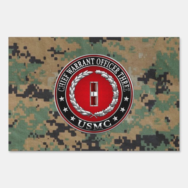 US Marines: Chief Warrant Three (USMC CWO-3) [3D] Sign (Front)