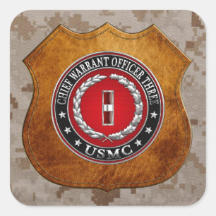 US Marines: Chief Warrant Three (USMC CWO-3) [3D] Square Sticker