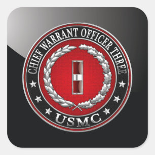 US Marines: Chief Warrant Three (USMC CWO-3) [3D] Square Sticker